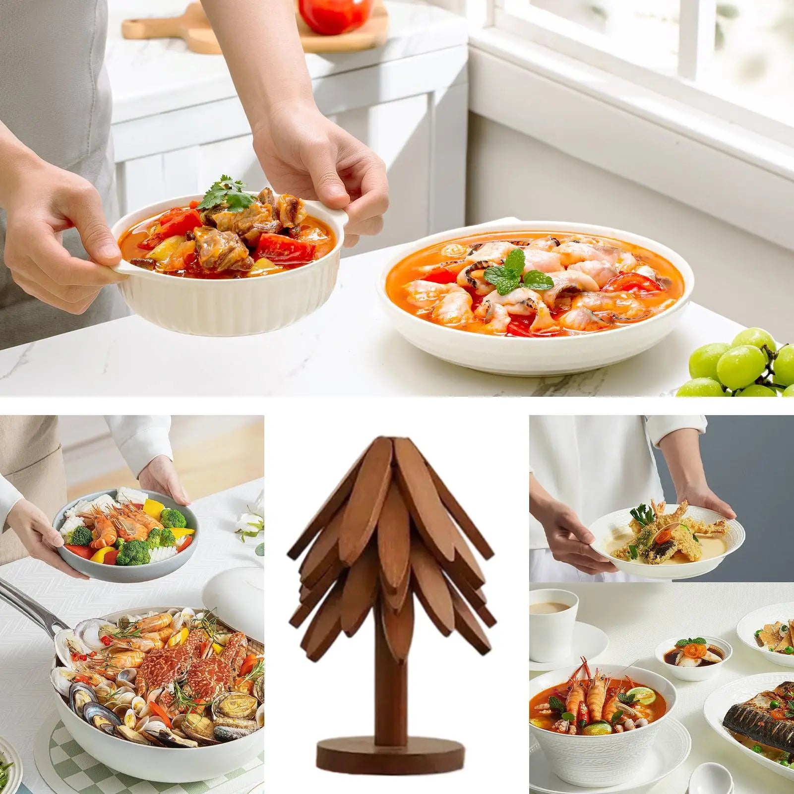 Wooden Tree Coasters Insulation Placemat Christmas Trivets Dishes