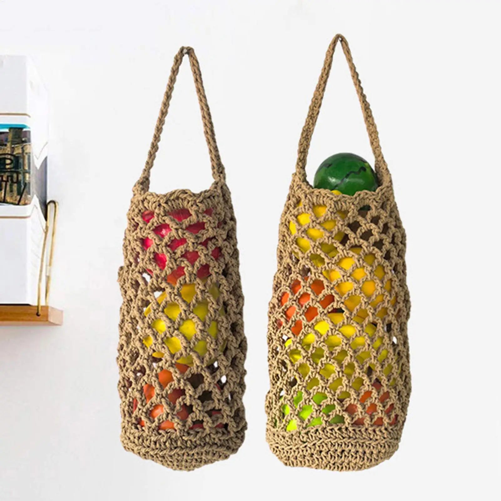 Wicker Weave Storage Basket Wall-mounted Vegetable Basket Fruit Sundry Basket Kitchen Storage Home Decoration Organizer Zpaxo