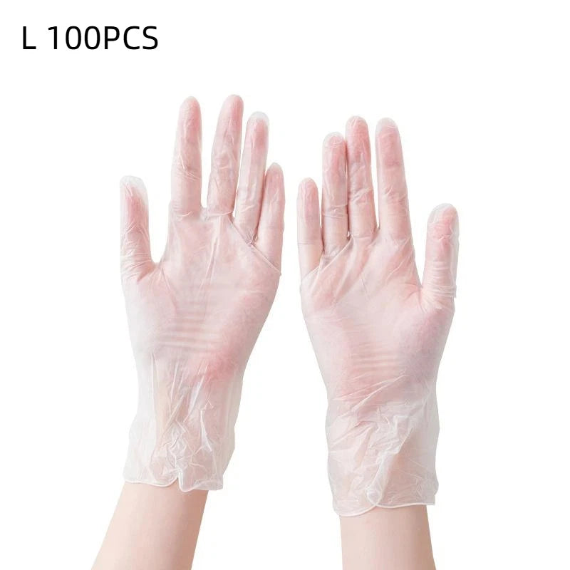 100 Disposable PVC Gloves Transparent Thickened Plastic Household Zpaxo L