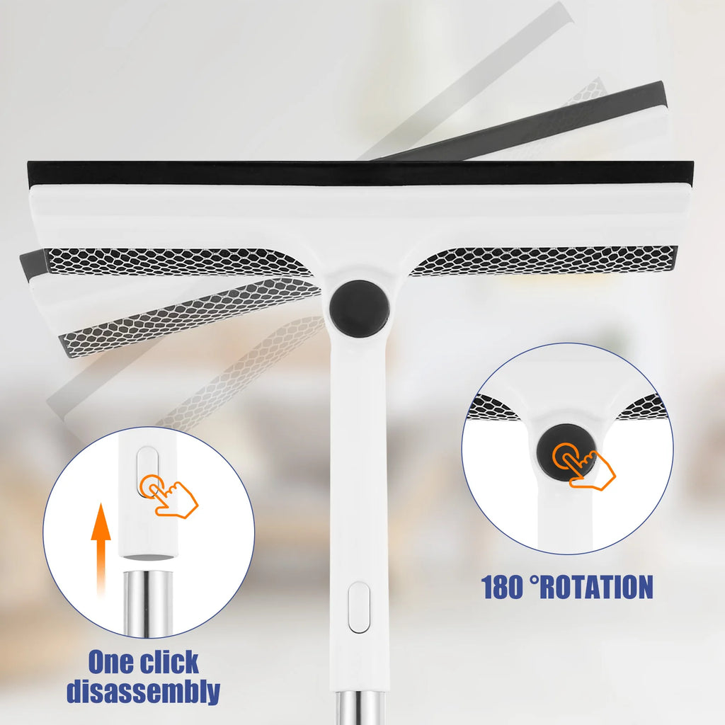 53 Inch Window Cleaner 2-in-1 Sponge Squeegee & Scrubber 180-Degree Rotatable Window with Extendable Outdoor For Glass Mirror Zpaxo