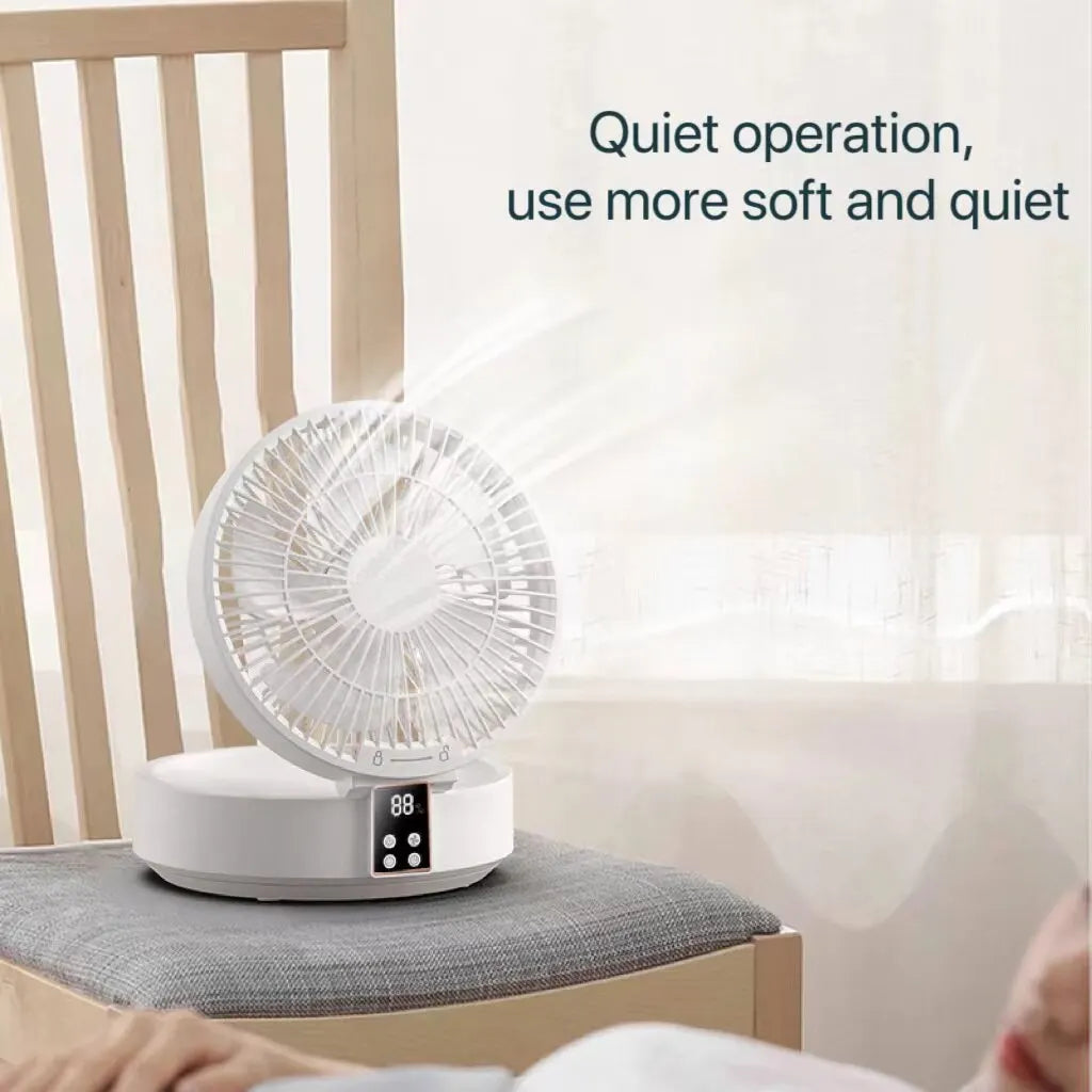 Fan With Remote Control Portable Wall-Hanging Rechargeable Usb Electric Folding Fan Nightlight Air Cooler Household Zpaxo