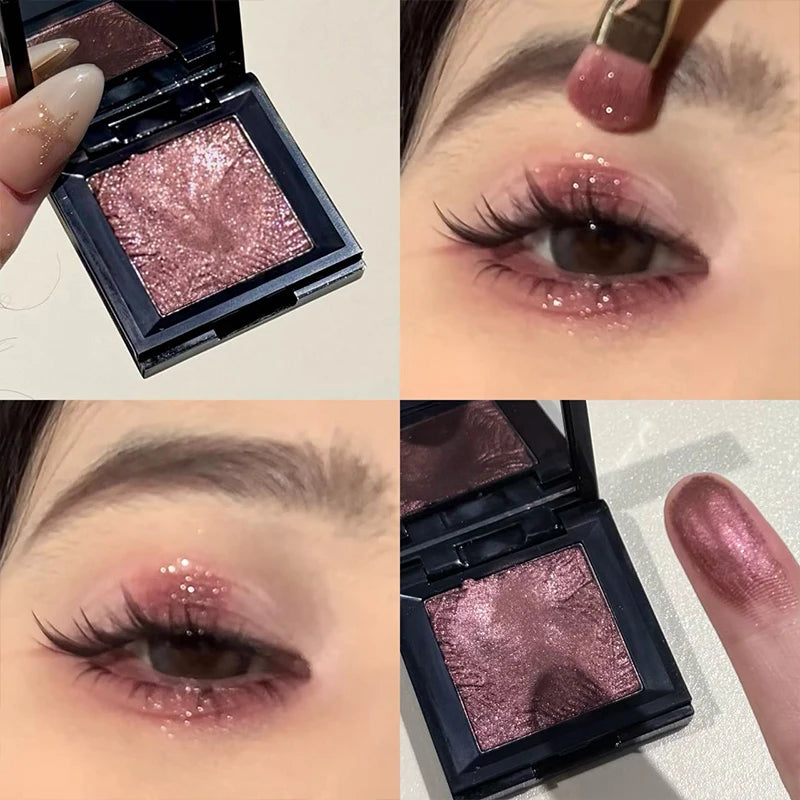 Wine Red Shimmer Highlighter Eyeshadow Palette Lasting Glitter Pearly Eye Shadow Makeup Mashed Potato Fine Shimmer Eye Pigments Zpaxo