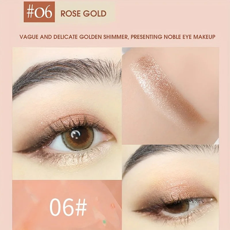 2-in-1 Highlight Glitters Eyeshadow Stick Double-ended 2-color Glitters Pearlescent Earth Brown Tone Not Smudged Eye Makeup Zpaxo 06
