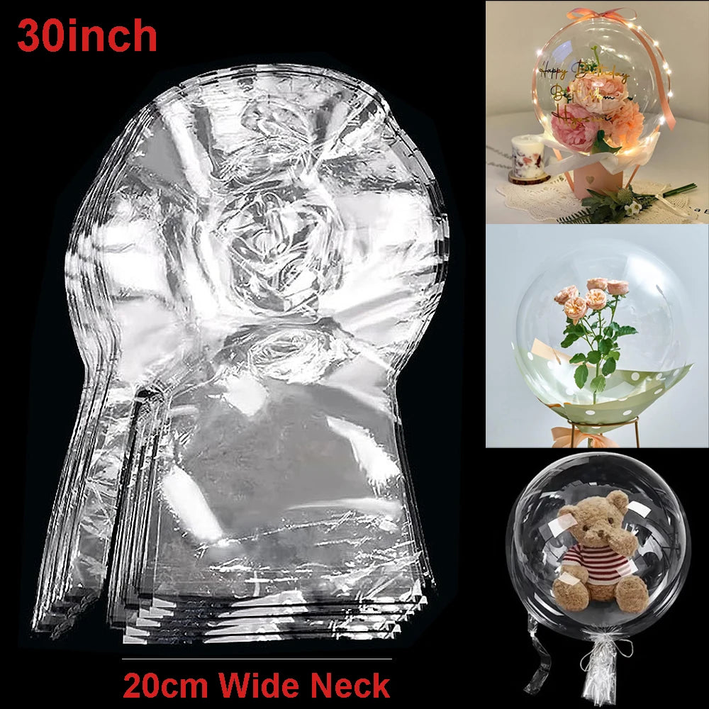 5 10 Large Wide Neck Transparent Bubble Bobo Balloons Flower Bouquet
