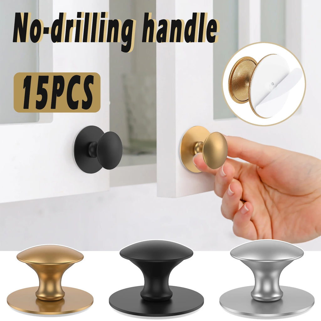 15 PCS Self-Adhesive Handles Kitchen 37MM Stainless Steel Drawer Knobs Cabinet Handles No Drilling Required Cupboard Drawers New Zpaxo