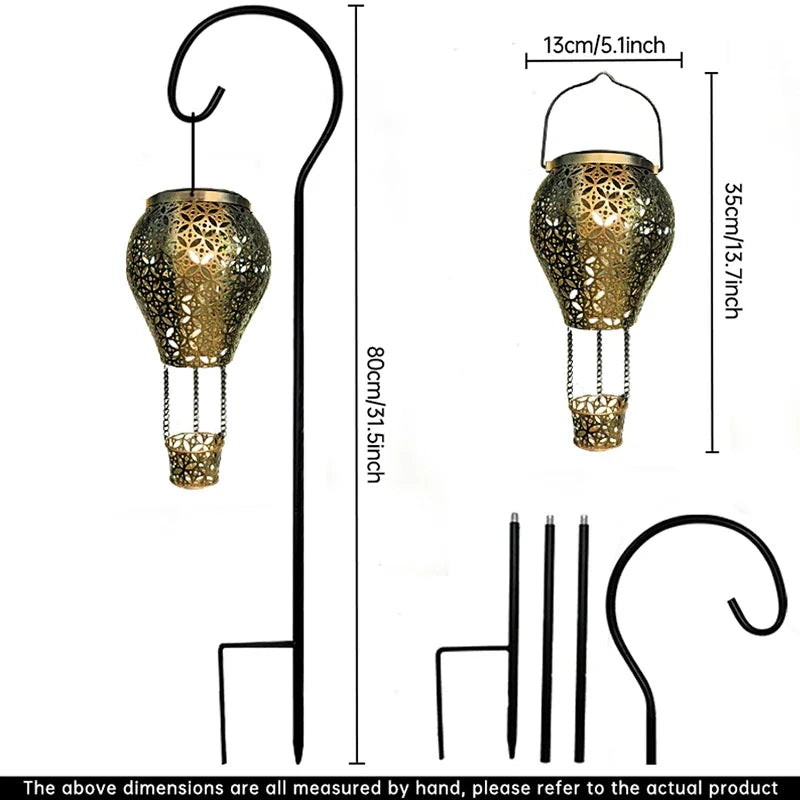 Outdoor Iron Air Balloon Solar Light LED Lawn Lamp Garden Landscape Zpaxo