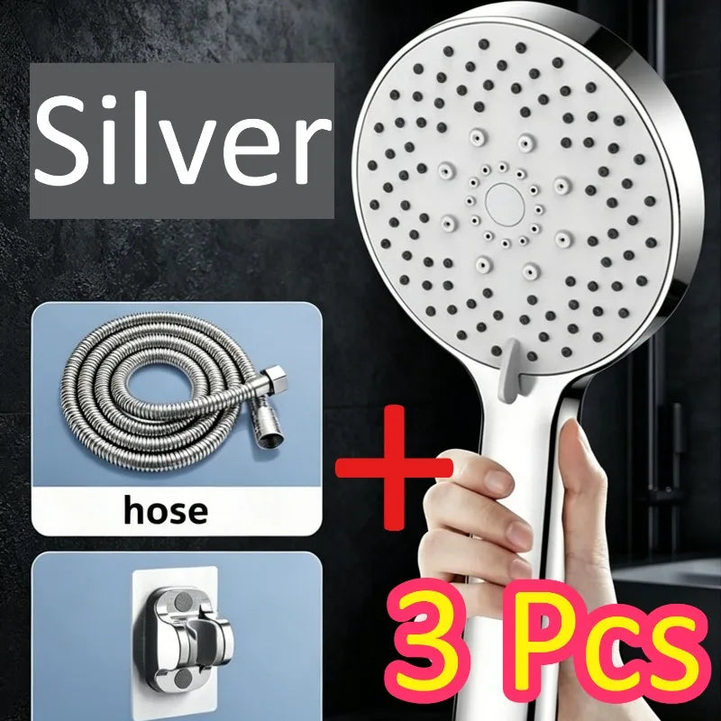 5 Modes Shower Head High Flow Massage Shower Head Rain Shower Head Handheld Rain Showers Head Adjustable Bathroom Cleaning Zpaxo Style C
