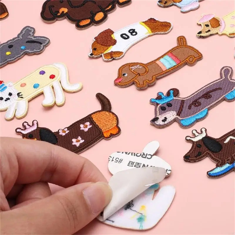 Dog Animal Embroidered Iron Fabric Patches Jackets Backpacks Dress Hat