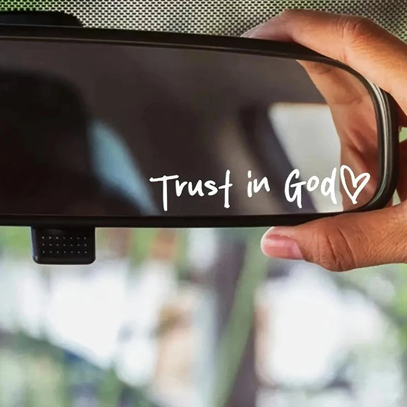 Trust in God Heart Car Mirror Sticker – Waterproof Decal