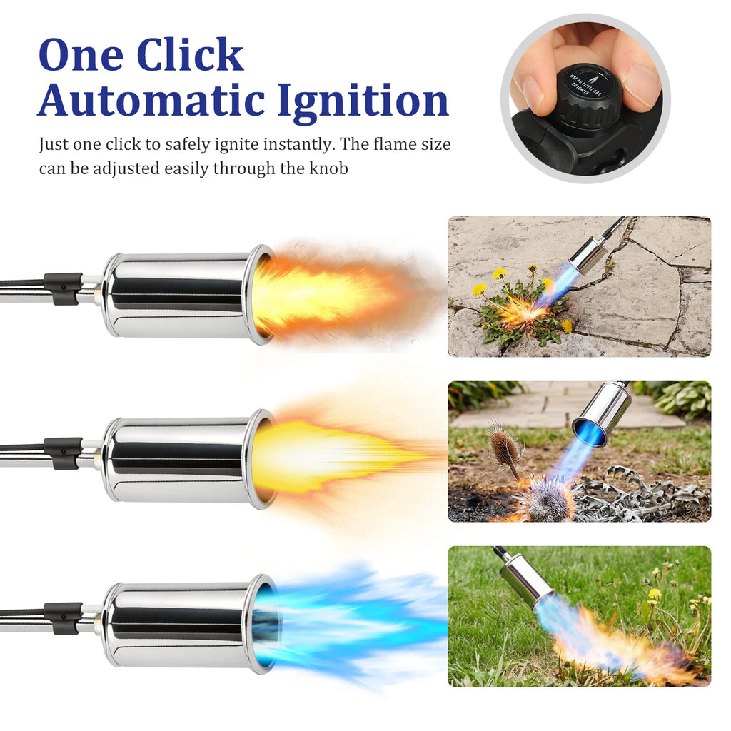 Propane Torch Weed Burner 30 Inch Long Handle Piezo Ignition Grass Killer Blowtorch Snow Melter Heat Tool for Standard Gas Tank Zpaxo