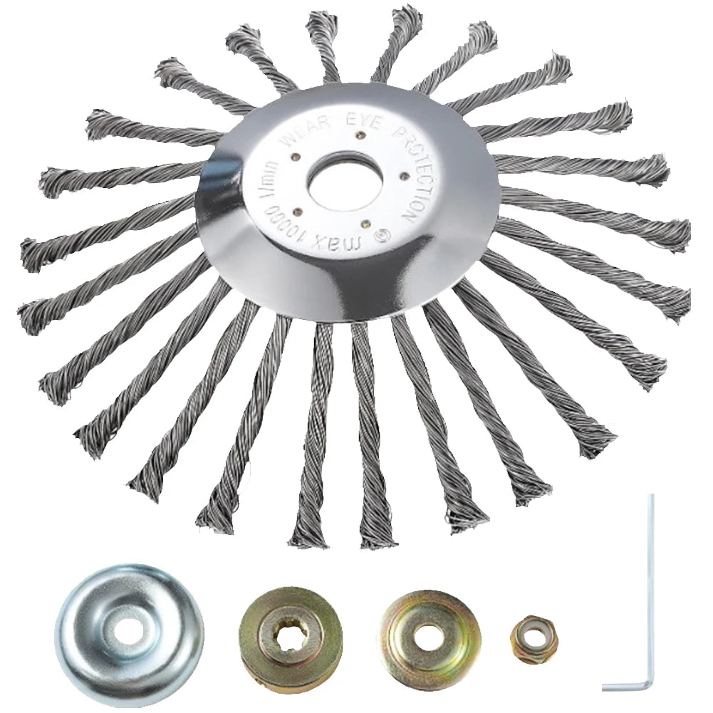 Wire Brush Trimmer Head Universal Garden Weeding Removal Rust Adapter