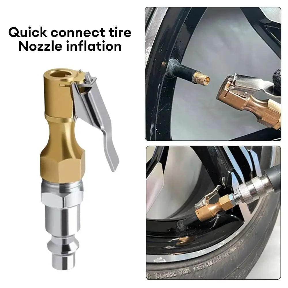 Brass Construction Tire Pump Nozzle Quick Connect Heavy Duty Zpaxo