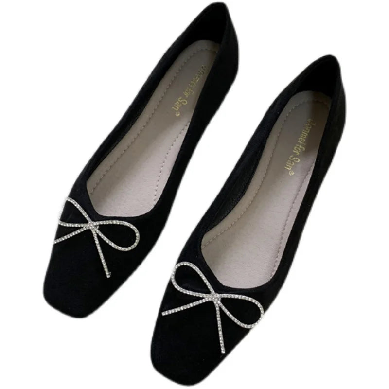 Super Large Size 44 45 46 Flat Shoes for Women 2023 French Spring/Summer New Black Shallow Mueller Shoes Ladies Women Shoes Zpaxo