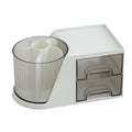 Rotating Pen Holder Cotton Swab Container Desk Organizer Office