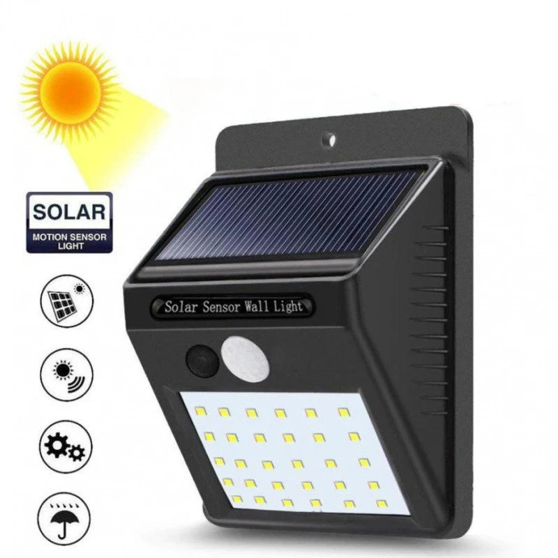 Solar Motion Sensor Wall Light – 20–30 LED Waterproof Outdoor