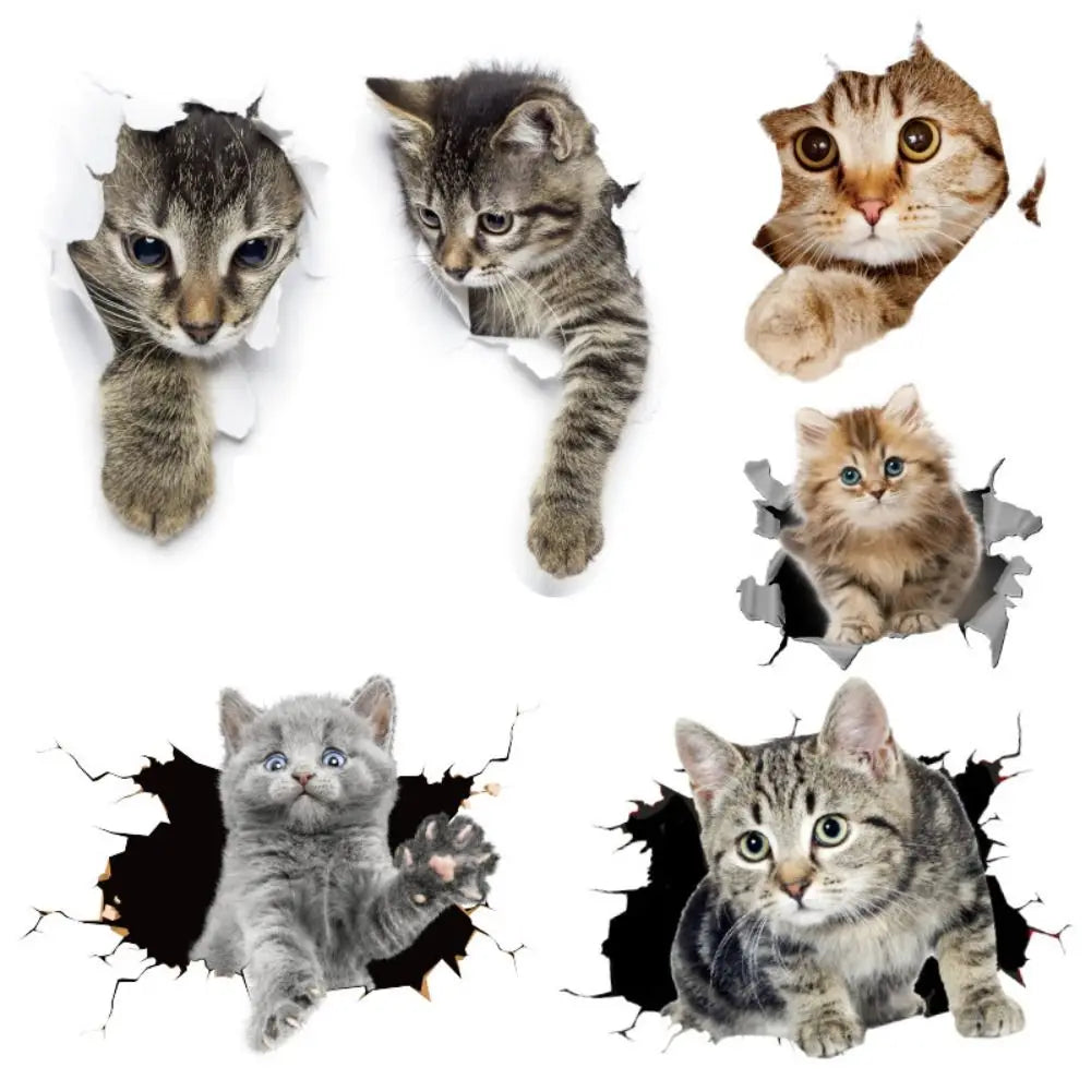 3D Cat Car Stickers Waterproof Universal Crack Sticker Animal Styling Zpaxo