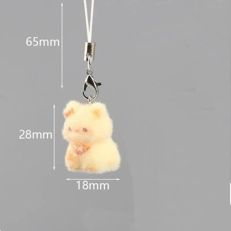 Kawaii Plush Cute Cat Keychain Flocking Animal Pendant Phone Lanyard