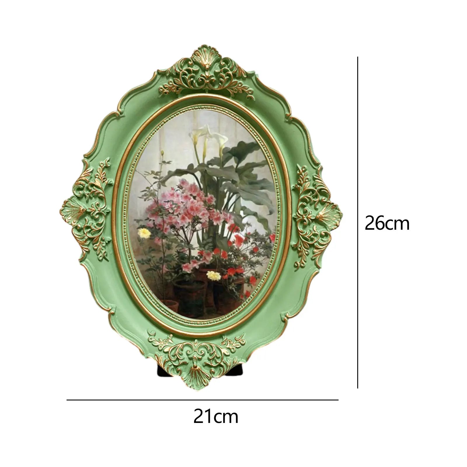 Vintage Picture Frame Oval Antique Elegant Baroque Photo Display Holder for Bedroom Tabletop Hallway Wall Hanging Home Decor Zpaxo Green 7inch