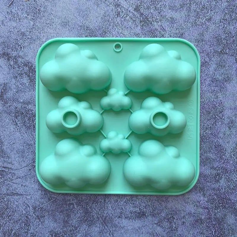8-Cavity Cloud Shaped Silicone Candy Mould Chocolate Pudding Dessert Cake Baking Mould Kitchen Tool Candle Soap Making Zpaxo Green