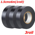 Electrical Tape Electrical Insulating Tape Black Electric Adhesive High-temperature Handlebar Grip Repair Bar Finishing Tape Zpaxo 3roll(18m)