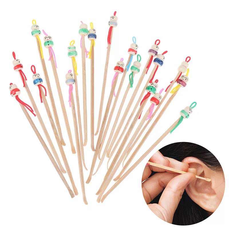 10 Bamboo Ear Cleaning Spoon Cartoon Head Earwax Removal Skid Zpaxo