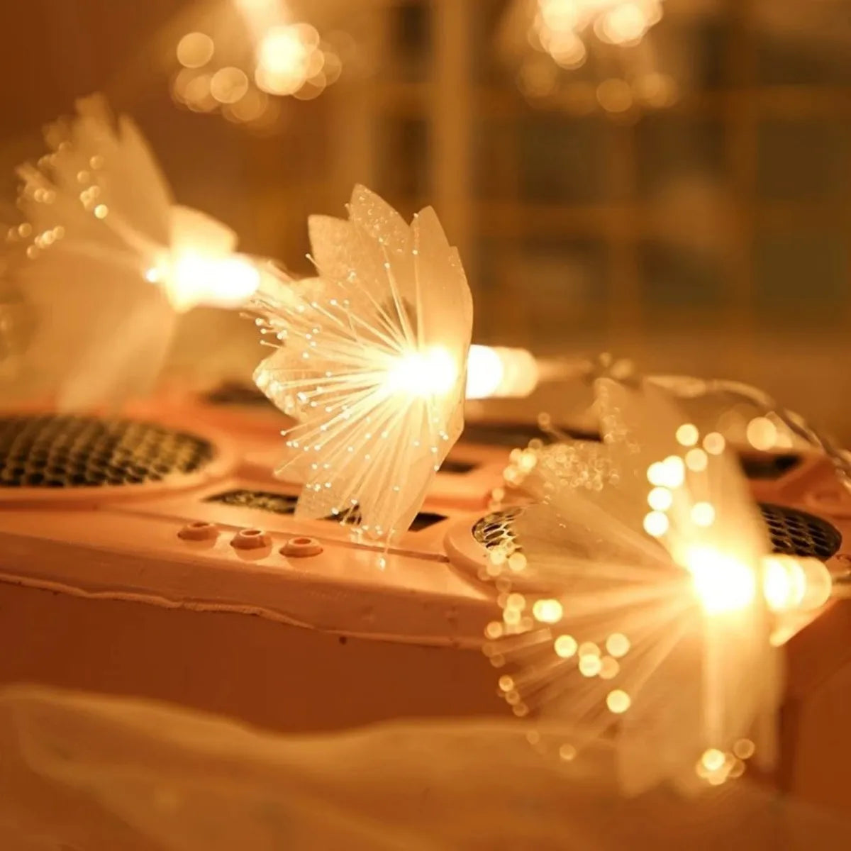1 Enchanting LED Fiber Optic Flower Fairy Lamp Battery Powered Zpaxo warm white 1.5M10LED