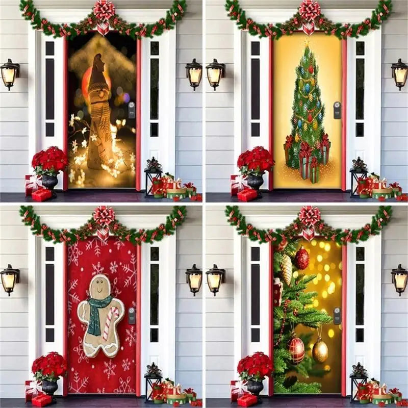Christmas Holiday Door Cover Hanging Tapestry Year Party Decorations