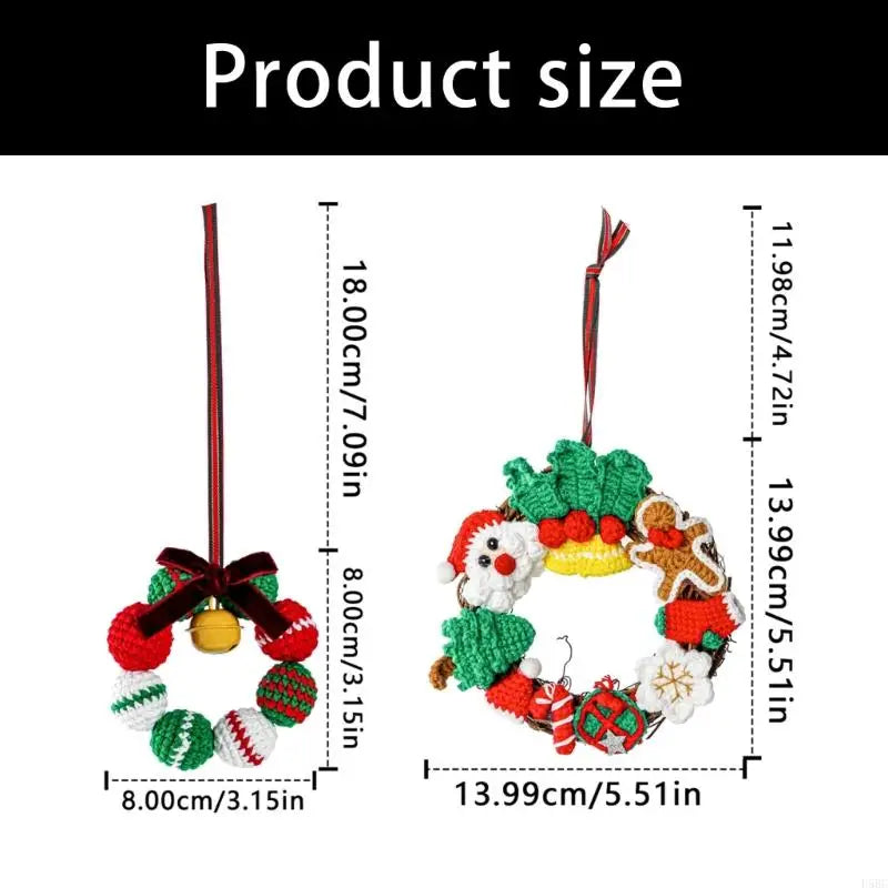 Santa Knitted Wreath Handcrafted Christmas Hanging Decoration Home