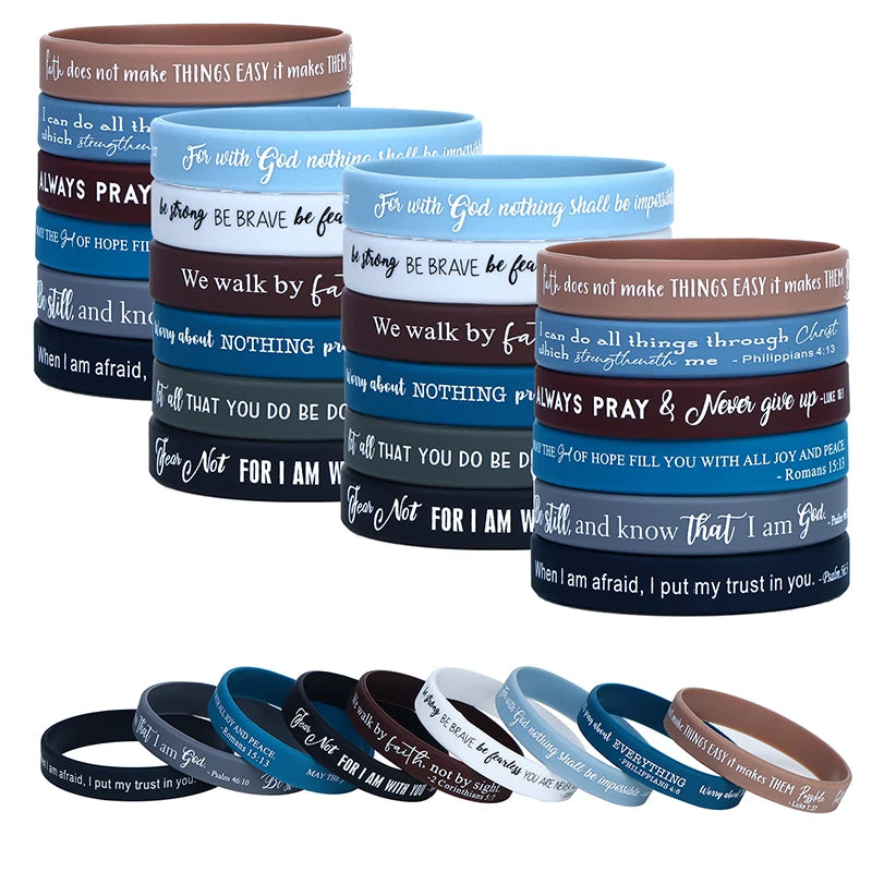 Religious Silicone Wristbands Bulk Bible Rubber Bracelets Colorful Zpaxo