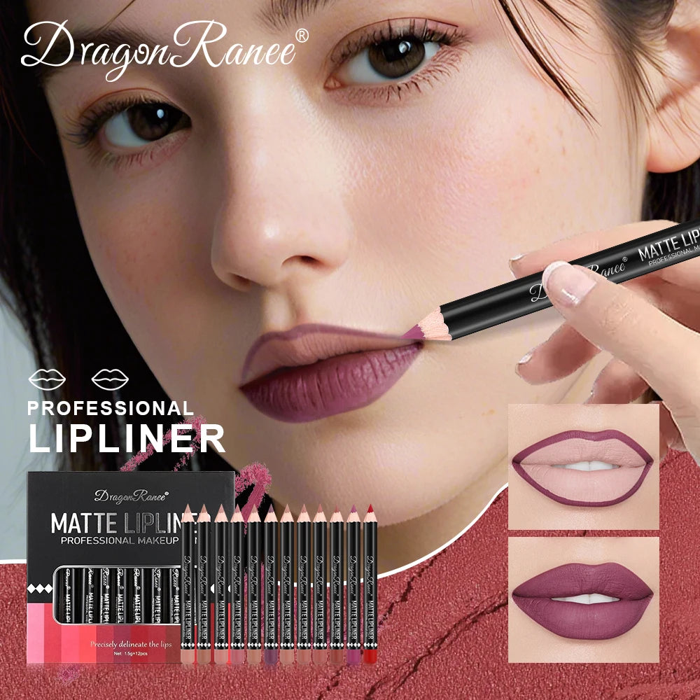 12-Piece Lip Liner Set Velvet Matte Non-Stick Cup Lipstick Waterproof and Sweat-Proof Whitening Autumn and Winter Lip Liner Set Zpaxo