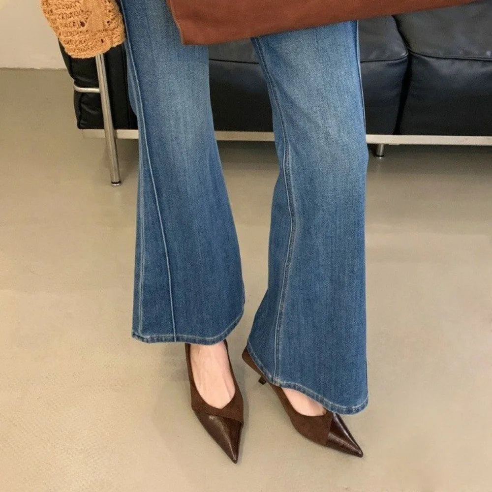 Autumn 2025 Korean-style Pointed Suede Shallow Stiletto Heels