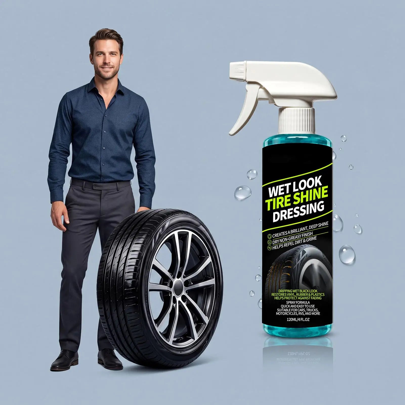 Tire Shine Spray Long Lasting Coating Dressing Rubber Restorer