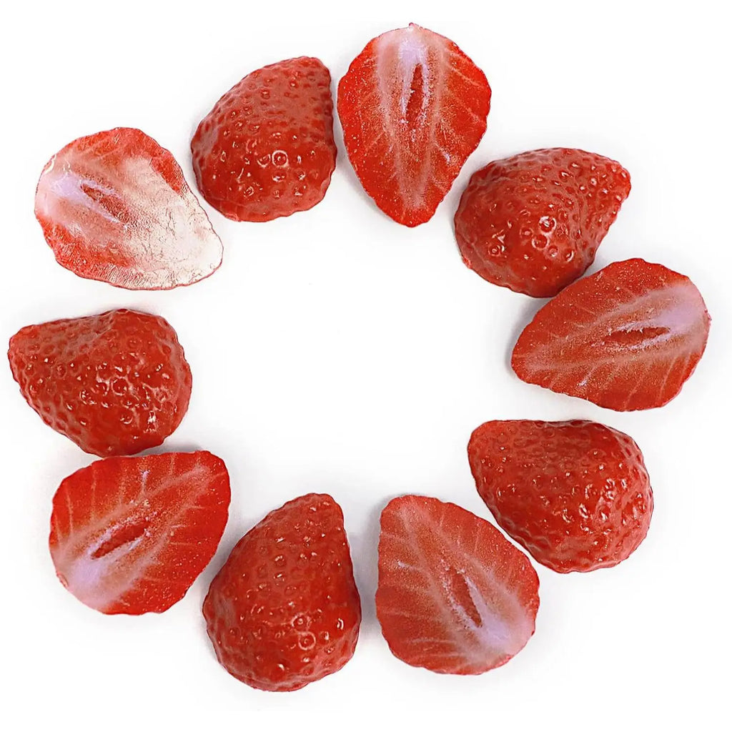 Artificial Strawberry Halves – Fake Fruit Decor & Props (10 Pack)
