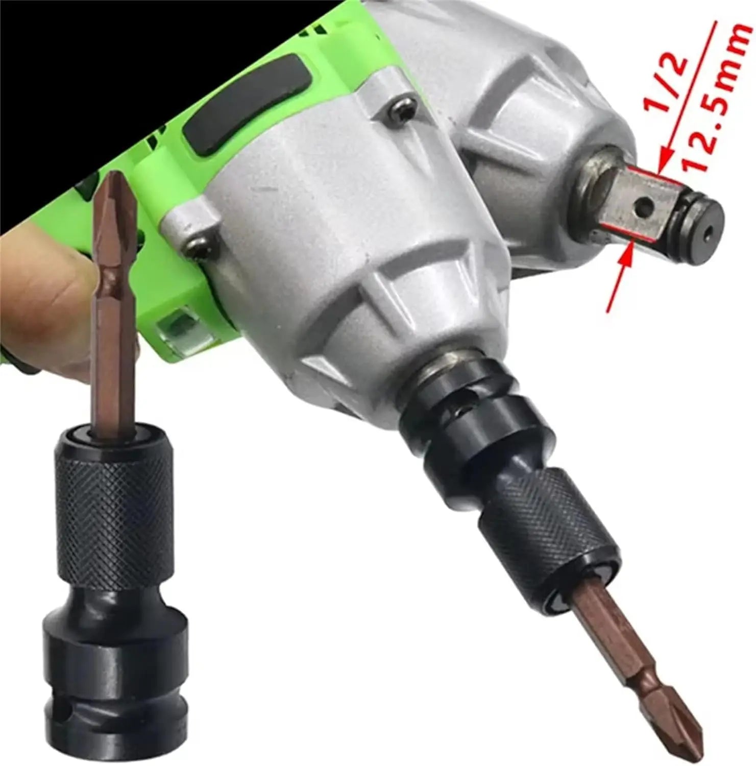 Impact Wrench Adapter 1/2" to 1/4" Hex Bit Holder for Drills