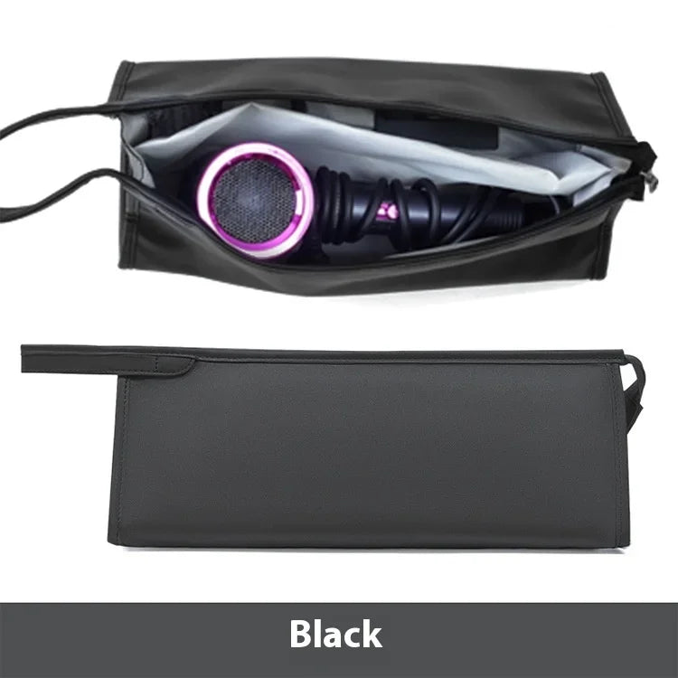 Portable PU Leather Hair Dryer Storage Bag Travel Case For Dyson/Airwrap Styler/Shark Flexstyle Carrying Supersonic Hair Dryer Zpaxo Black