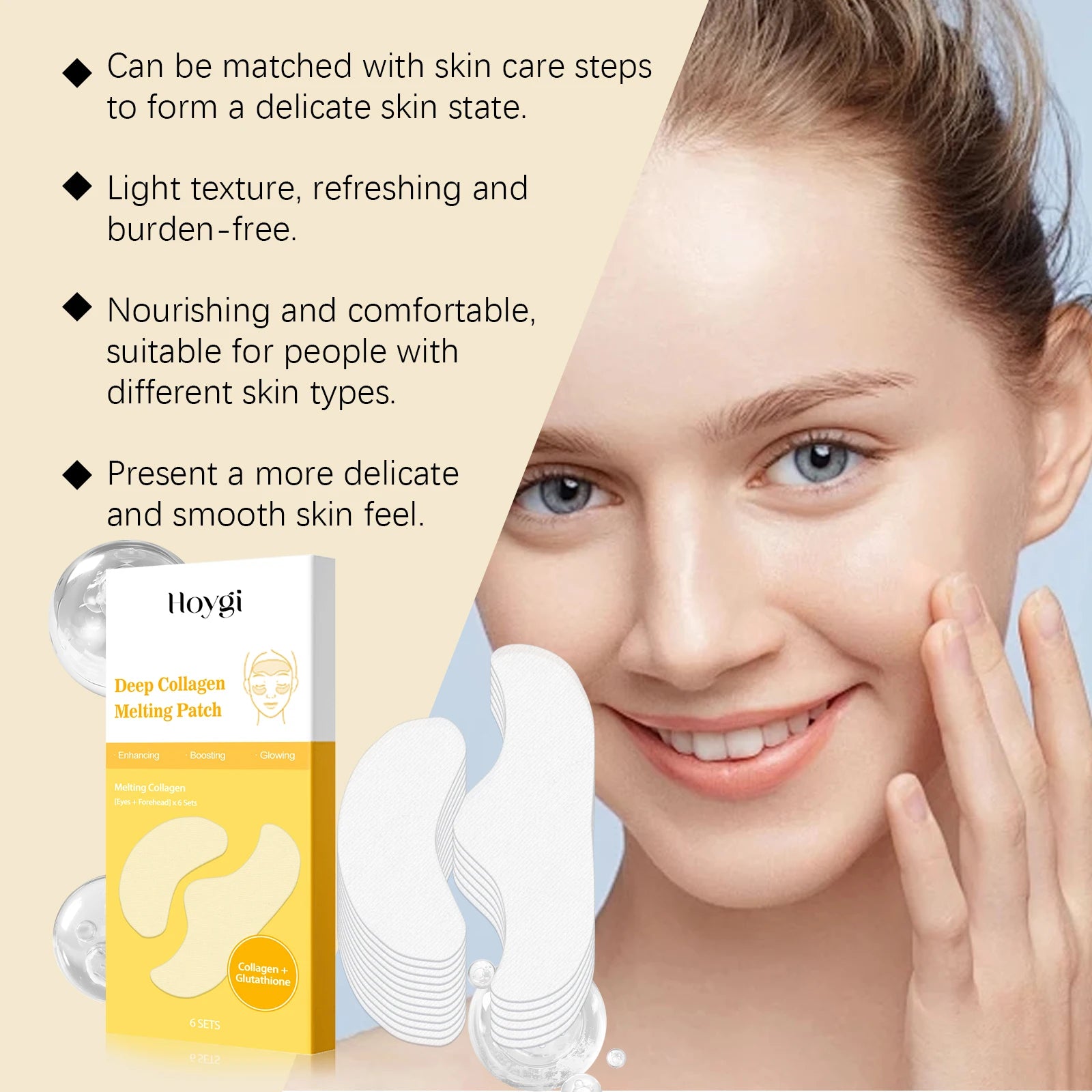 Hoygi Collagen Water-Soluble Patches – Eye & Face Firming Mask Collagen Face Patch Zpaxo