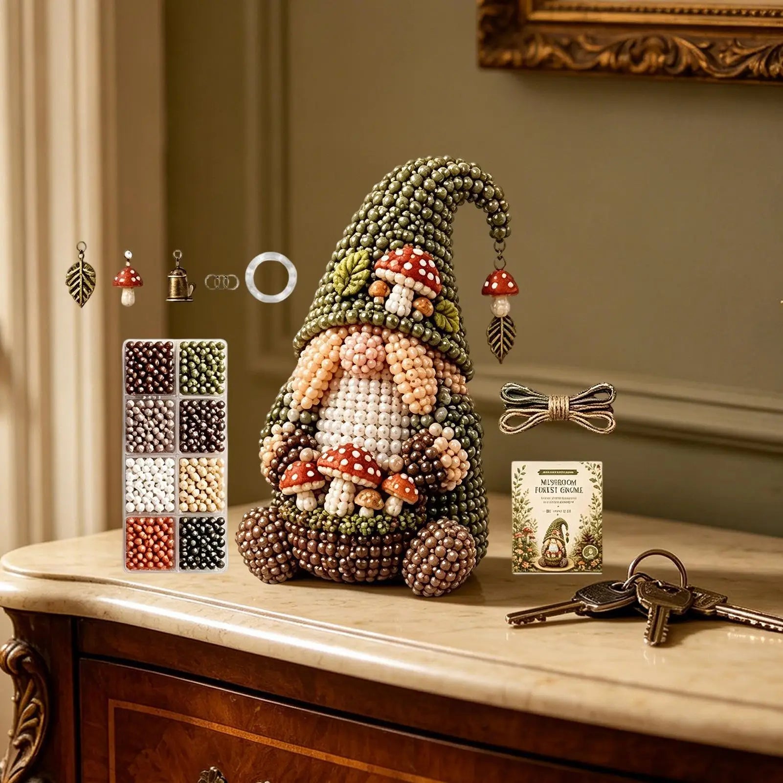 3D Beaded Gnome Craft DIY Beading Kits Handmade Beadwork Beginners