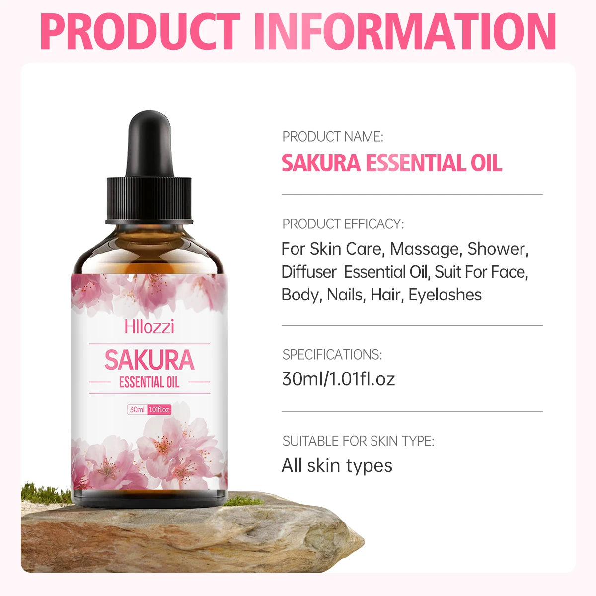 100ml/60ml/30ml Cherry Blossom Essential Oil is suitable for facial skin care, body care, aromatherapy, aromatherapy essential o Zpaxo