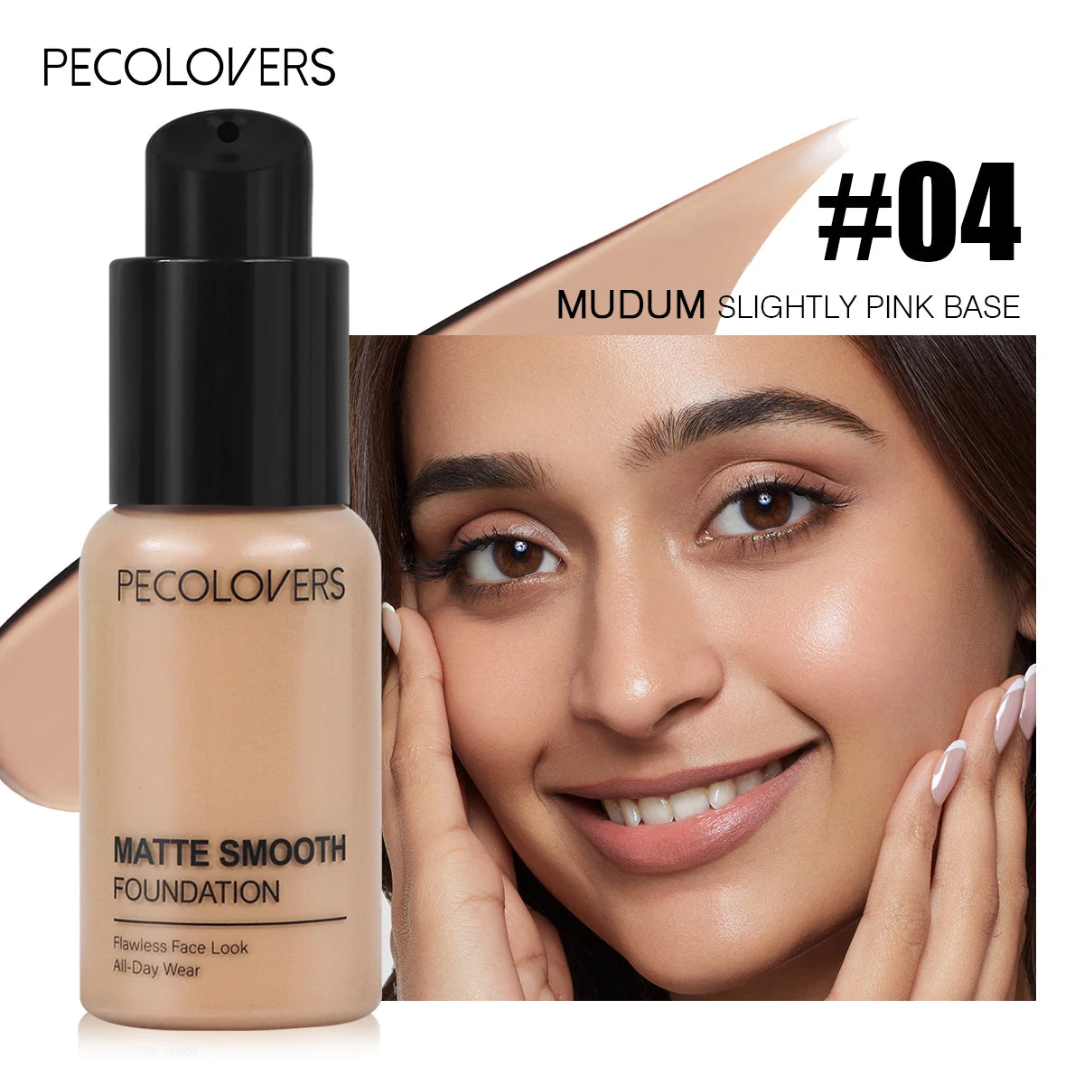 1PC Flawless Liquid Foundation - Full Coverage, Matte, Waterproof, Conceals Blemishes, Multiple Shades Zpaxo 04
