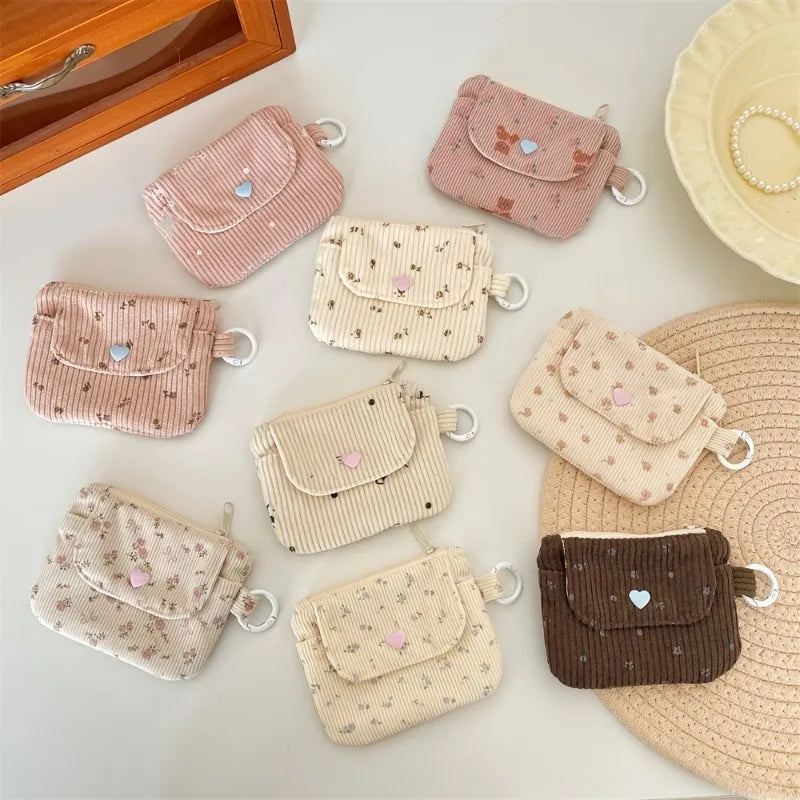 Corduroy Coin Purse Women's Wallet Zipper Card Holder Bank ID Bag
