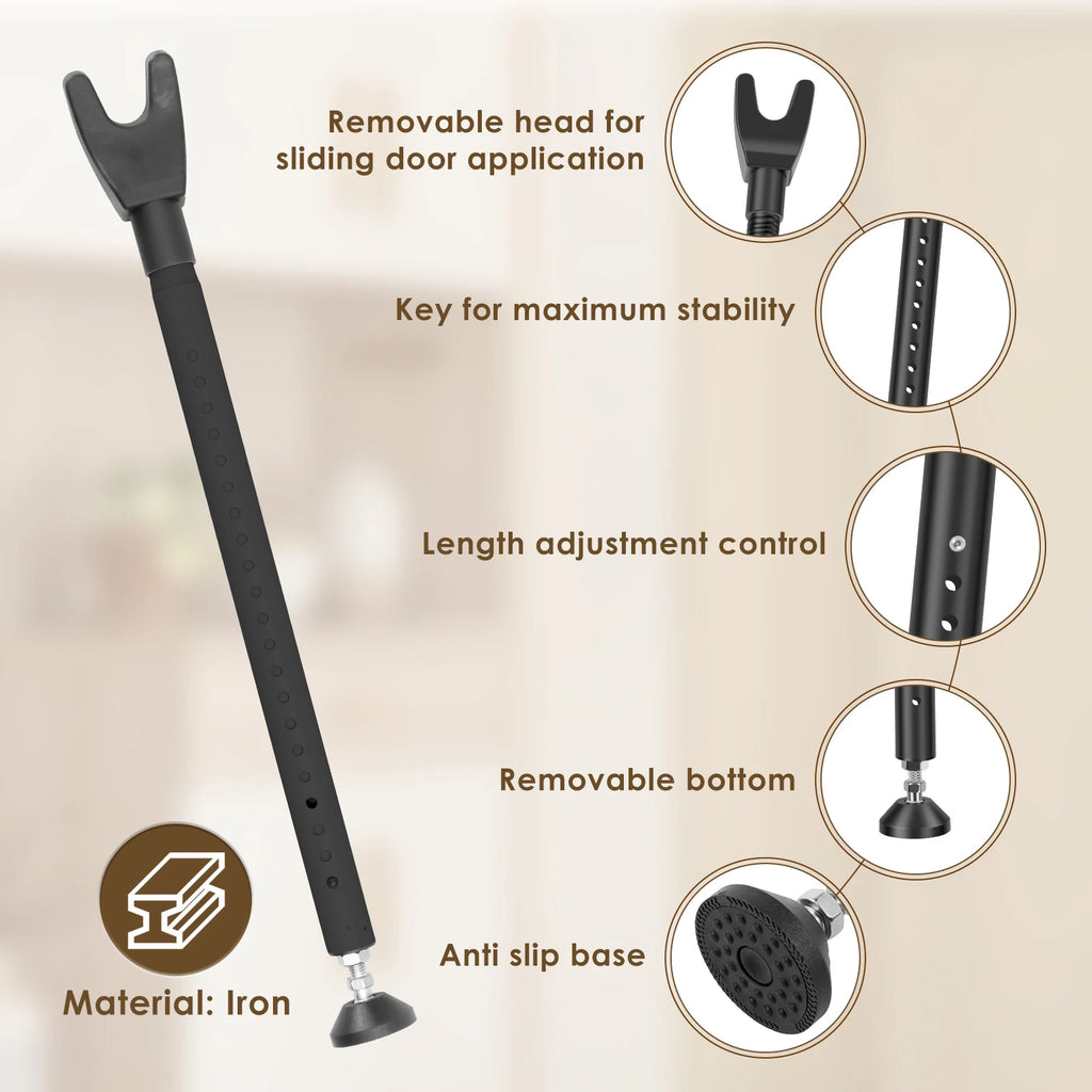 Sliding Door Lock Bar 44-55 Inch Adjustable Door Security Bar Removable Door Stopper Security Patio Door Bar Glass Door Jammer Zpaxo