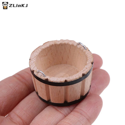 ▶1Pc 1:12 Dollhouse Miniatures Wooden Basin Wooden Barrel Furniture Accessories Zpaxo