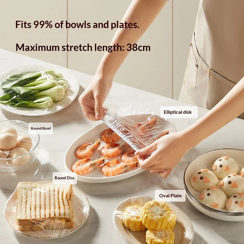Disposable Plastic Wrap Cover, Removable, Food-grade, Household Use, Cartoon and Cute Design, Kitchen Fruit Preservation Cover Zpaxo