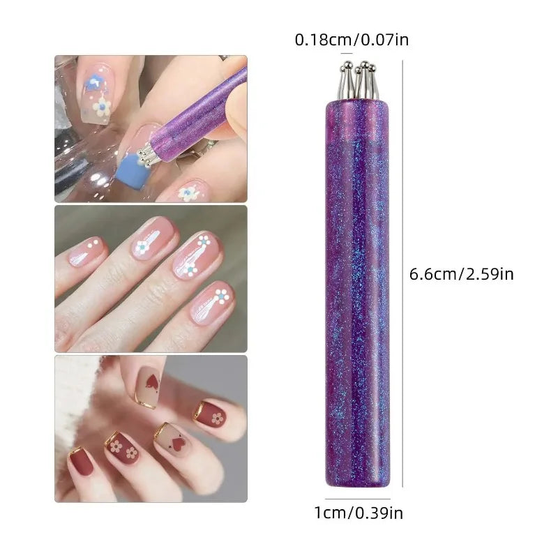 5 Petal Flower Nail Dotting Pen One Stroke Design Tool Acrylic Handle Zpaxo 1Pc Purple