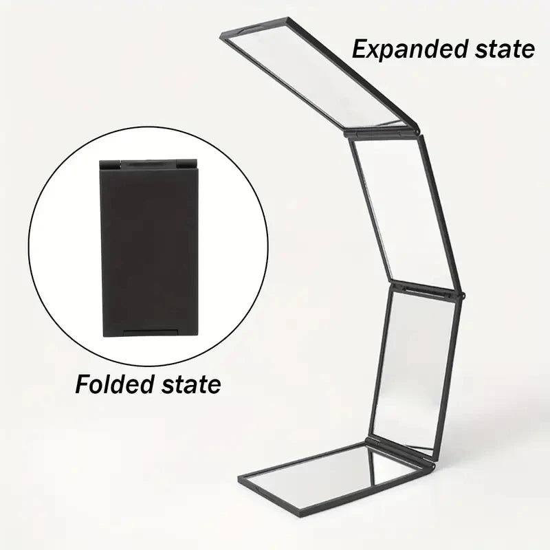 1PC Portable Folding Mirror: 360° 4-Sided Handheld, Multi-Functional for Haircut & Travel - Compact Lightweight Design Zpaxo