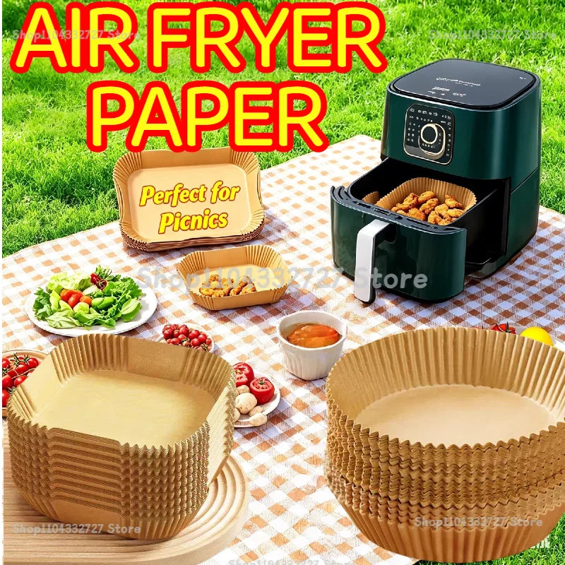 Cooking Paper Air Fryer Disposable Paper Square Round Baking Barbecue Plate NonStick Mat Kitchen Oven Oil Absorbing Paper Tool Zpaxo