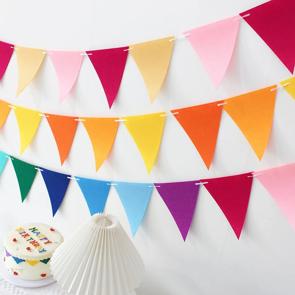 12 Flags Colorful Triangle Pennant Garland Multicolor Felt Banner Zpaxo