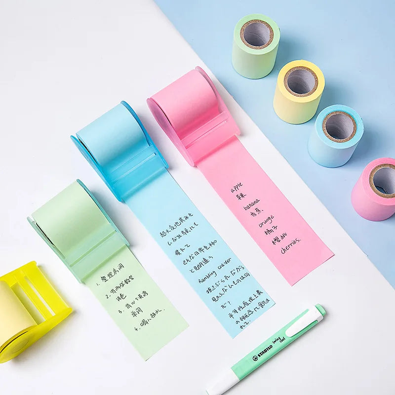 Creative Tape-Style Sticky Notes Tearable Replaceable Paper Core 8m Durable Strong Viscosity for Office And School Supplies Zpaxo