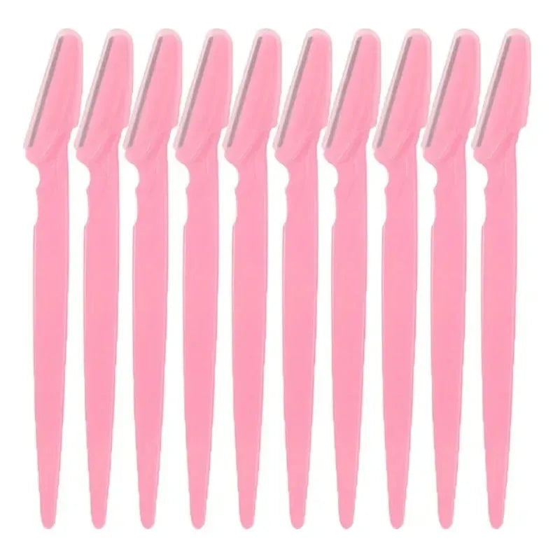 1- Eyebrow Trimmer Razor Safety Eye Brow Shaping Knife Portable Zpaxo 10Pcs Pink
