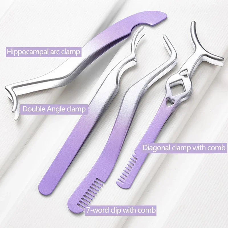 Gradient Eyelash Tweezers Stainless Steel Professional Pincet Lashes